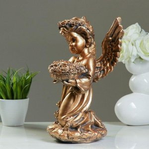Статуэтка «Ангел с чашей цветов» бронза 21х18х33см
