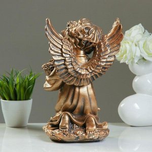 Статуэтка «Ангел с чашей цветов» бронза 21х18х33см