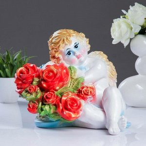 Статуэтка "Ангел Валентин с розами" глаза открыты