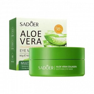 ПАТЧИ для кожи вокруг глаз SADOER ALOE VERA (Экстракт Алое Вера 98%),80гр/60шт ,Мульти-Эффект 4в1 Осветление, увлажнение, удаление темных кругов, против морщин, омолаживающий эффект.