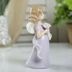 Сувенир керамика "Ангел-девочка с кудрями в цветном платье с букетом" МИКС 14,2х6,3х5,3 см