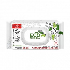 Влажные салфетки Eco антибактериальные с клапаном Tokiko Japan 60шт