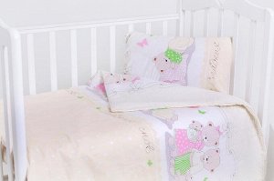 Постельное бельё в кроватку Мишкина семья бежевый цвет