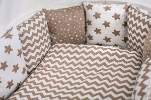 Бортик подушками в детскую кроватку Звезда кофе