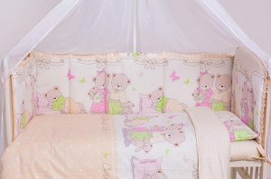 Борт в детскую кроватку Мишкина семья бежевый цвет