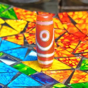 Бусина Дзи с инкрустацией 3см