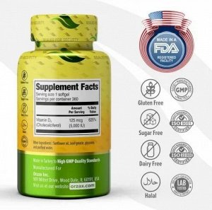 Витамин Д3 Orzax Vitamin D3 5000 IU - 360 капсул.