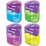 Точилка пластиковая Berlingo &quot;DoubleColor&quot;, 2 отверстия, контейнер, ассорти