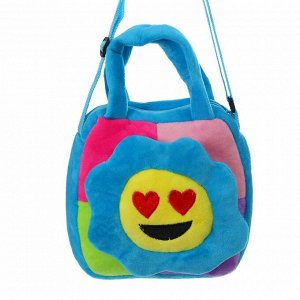 Мягкая сумочка "Цветочек" с сердечками, на синем
