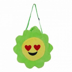 Мягкая сумочка "Смайлик с сердечками" зеленая окантовка