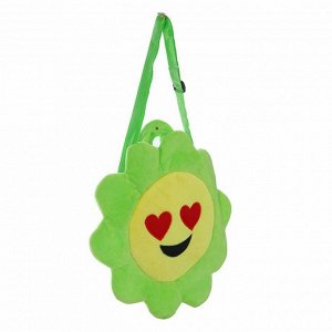 Мягкая сумочка "Смайлик с сердечками" зеленая окантовка