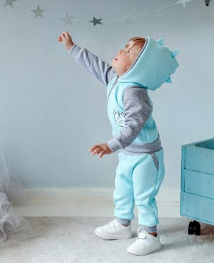 Костюм детский трикотажный кофта с капюшоном и штаны из капитония ДРАКОША цвет Зеленый (Бирюзовый)
