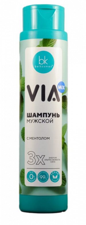 VIA mix Шампунь мужской с ментолом, 390г.