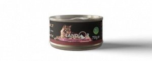 LANDOR  дополнительное питание для кошек "Куриная грудка с крабом" 70г. (ламистер).