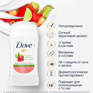 NEW !!! Dove гипоаллергенный антиперспирант-карандаш КЛУБНИКА-ЛАЙМ с защитой от пота и запаха на 48 ч 40 мл