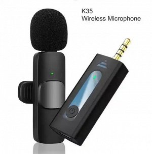 NEW ! Мини микрофон петличный для девайсов беспроводной Wireless Microphone AUX 3.5 Jack петличка c двумя микрофонами черный