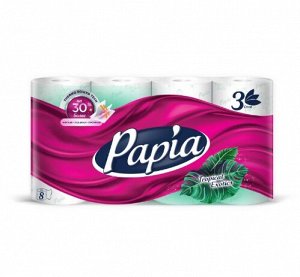 Бумага туалетная Papia Tropical Exotics 3-х слойная белая с аром. и рисунком п/п (8шт)