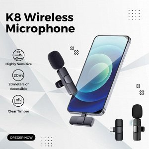 NEW ! Мини микрофон петличный для девайсов беспроводной Wireless Microphone Android + iOS переходник петличка черный