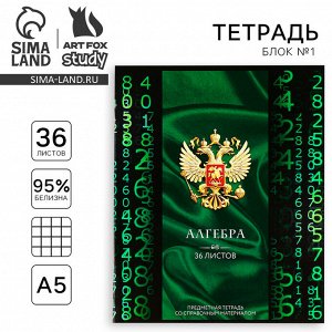 Тетрадь предметная 36 листов А5, на скрепке «Россия. Алгебра»