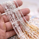 Цепочка, диаметр звена 1,5 мм, диаметр бусины 3,75 мм, цвет серебро, 1 метр