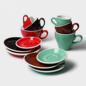 Кофейная пара Magistro Coffee time, 2 предмета: чашка 180 мл, блюдце d=14.5 см, фарфор, коричневый