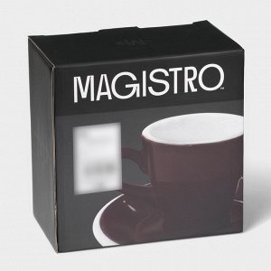 Кофейная пара Magistro Coffee time, 2 предмета: чашка 180 мл, блюдце d=14.5 см, фарфор, коричневый