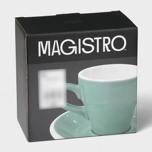 Кофейная пара Magistro Coffee time, 2 предмета: чашка 180 мл, блюдце d=14.5 см, фарфор, бирюзовая