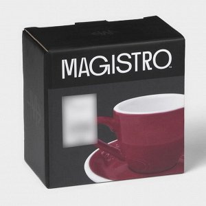 Кофейная пара Magistro Coffee time, чашка 80 мл, блюдце d=11.5 см, фарфор, красная