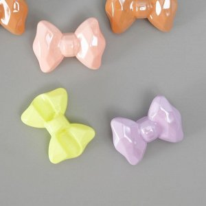 Бусина для творчества пластик «3D бант с гранями» пастель, 2.5x3.4x1.4 см, МИКС