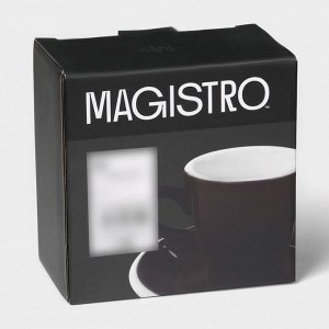 Кофейная пара Magistro Coffee time, чашка 80 мл, блюдце d=12.5 см, фарфор, коричневая