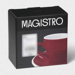 Кофейная пара Magistro Coffee time, чашка 80 мл, блюдце d=12.5 см, фарфор, красная