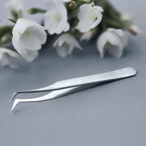 Пинцет для наращивания ресниц косметический, Г-образный, 13 см, с профессиональной заточкой, 338