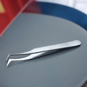 Пинцет для наращивания ресниц косметический, Г-образный, 13 см, с профессиональной заточкой, 338