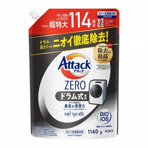 Жидкое средство для стирки "Attack ZERO" (суперконцентрат, с защитой от повторного оседания грязи при стирке) 1140 г, сменная упаковка с крышкой