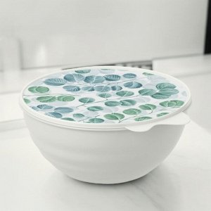 МИСКА С КРЫШКОЙ С ДЕКОРОМ WAVE 2,8Л (Светло-серый)