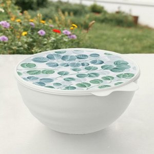 МИСКА С КРЫШКОЙ С ДЕКОРОМ WAVE 2,8Л (Светло-серый)