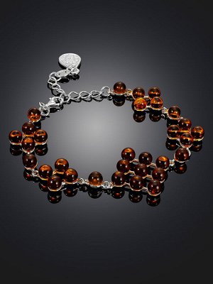 Эффектный крупный браслет с натуральным коньячным янтарём «Мозаика»