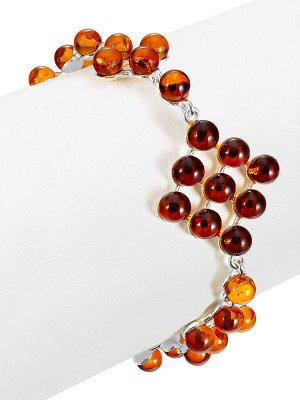 Эффектный крупный браслет с натуральным коньячным янтарём «Мозаика»