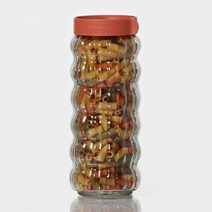 Банка для сыпучих продуктов Доляна «Коралл», 1 л, 9*23 см, с пластиковой крышкой, стекло, прозрачная