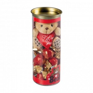 Шоколадные конфеты с игрушкой BOLCi "Love Pookie Bear" из молочного шоколада с кремом Gianduja и цельным лесным орехом нетто 100г,Турция