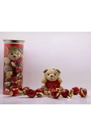 Шоколадные конфеты с игрушкой BOLCi "Love Pookie Bear" из молочного шоколада с кремом Gianduja и цельным лесным орехом нетто 100г,Турция