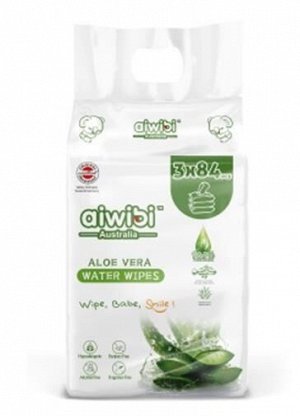 Aiwibi Aloe салфетки влажные детские для всех типов кожи белый 1уп. (3 упаковки * 84 шт) спайка / AWB84-03A