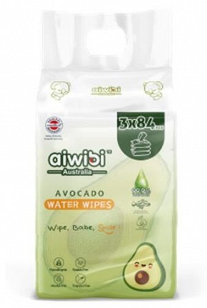 Aiwibi Avocado салфетки влажные детские для всех типов кожи белый 1 упаковка (3 упаковки * 84 шт) спайка  / AWB84-02A