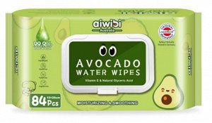 Aiwibi Avocado салфетки влажные детские для всех типов кожи белый 1 упаковка (84 шт) мягкая упаковка с клапаном / AWB84-02B