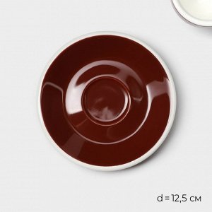 Кофейная пара Magistro Coffee time, чашка 80 мл, блюдце d=12.5 см, фарфор, коричневая