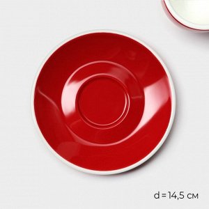 Кофейная пара Magistro Coffee time, чашка 180 мл, блюдце d=14.5 см, фарфор, красная