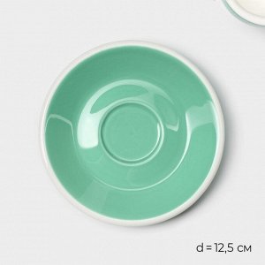 Кофейная пара Magistro Coffee time, 2 предмета: чашка 80 мл, блюдце d=12.5 см, фарфор, бирюзовая