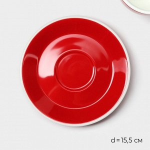 Кофейная пара Magistro Coffee time, 2 предмета: чашка 280 мл, блюдце d=15.5 см, фарфор, красная