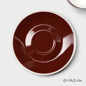 Кофейная пара Magistro Coffee time, 2 предмета: чашка 180 мл, блюдце d=14.5 см, фарфор, коричневый