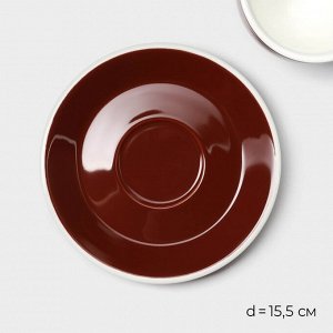 Кофейная пара Magistro Coffee time, 2 предмета: чашка 280 мл, блюдце d=15.5 см, фарфор, коричневая
